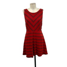 NWT Free People Red Chevron Striped Sleeveless Skater Dress Size Small