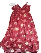 Secret Treasures Red Floral Sheer Chiffon Robe Slip Set Medium Romantic Lingerie