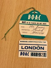 Vintage BOAC Luggage Tag & Baggage Label Aviation Aircraft