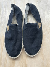OluKai Kaula Pa'a Kapa Shoes Womens Size 8 Black Espadrille Slip On Canvas Flats