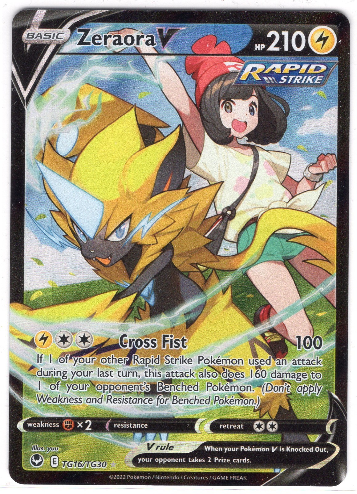 2022 Pokémon: Zeraora V trainer gallery TG16/TG30 SWSH: silver tempest NM