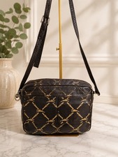 Vintage Longchamp Made in France Leather Equestrian Horse Print Crossbody Bag