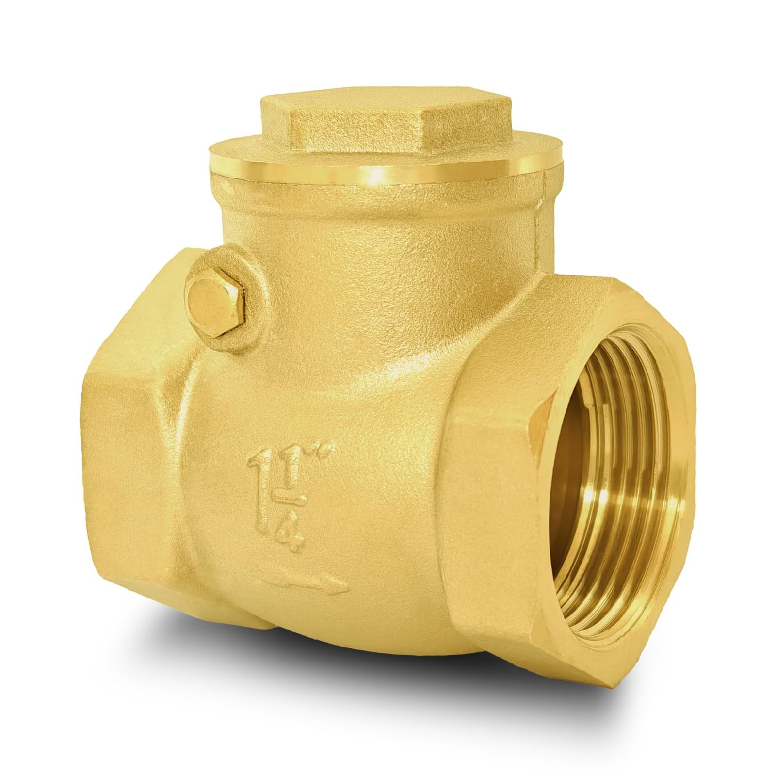 1-1/4" NPT Horizontal Swing Check Valve Brass Heavy-Duty Female Thread DN32