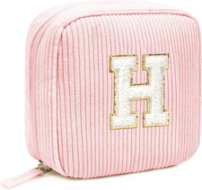 Birthday Gifts for Women Small Personalized Initial Monogram Makeup Bag,Preppy C