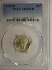 PCGS MS 63 Full Bands 1935-D Mercury Dime