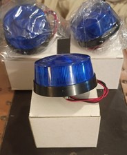 Lot Of 3 Round Blue Strobe Flashing Light Beacon Emergency Truck Bike Warning