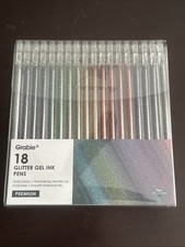 Grabie 18 Glitter Gel Ink Pens Vivid Colors, Acid Free Smooth Rollerball