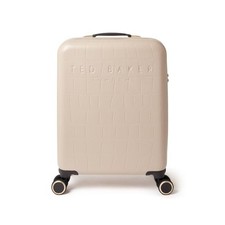 Image of Ted Baker Icon Case Cabin Suitcase Putty Beige Croc 4 Wheel Luggage Travel 39L