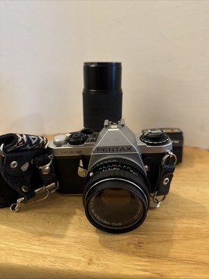 Pentax ME Super 35mm SLR Film Camera w/ Asahi 1:7 50mm SMC Lens/flash/ Case