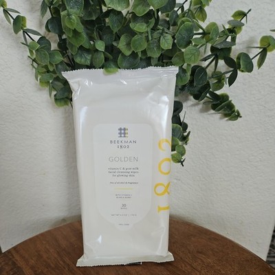 Beekman 1802 GOLDEN infused Vitamin C & Goat Milk Facial Wipes, 30 count, Sealed