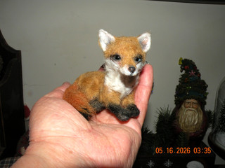 One of a Kind Miniature Artist Hand Sculpted Baby Fox by Malga 3"