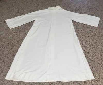 VINTAGE PRIEST CLERGY ALB 58'' L 48'' CH ZIPPER FRONT PLAIN WHITE CUSTOM MADE