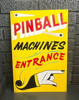 HAND PAINTED Vintage Carnival PINBALL Machine ARCADE Sign Circus Amusement Park