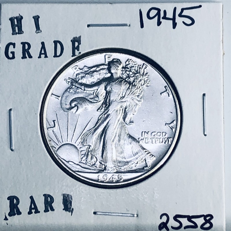 1945 LIBERTY WALKING SILVER HALF DOLLAR HI GRADE U.S. MINT RARE COIN 2558