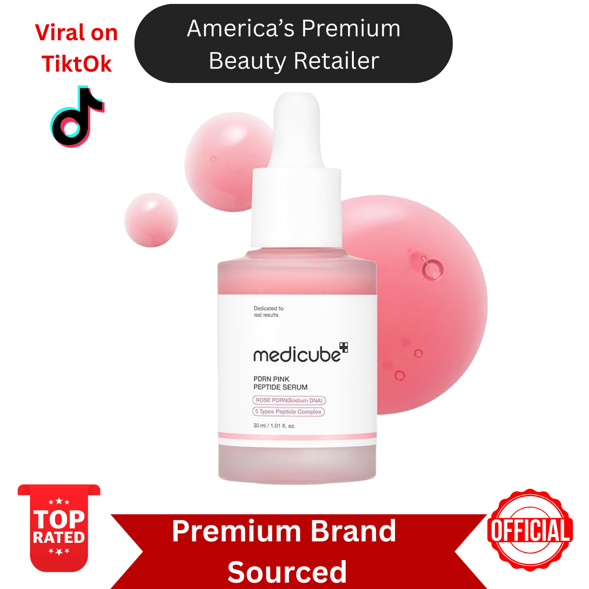 Medicube PDRN Pink Peptide Serum 8.1 fl oz– Brightening,Firming,Anti-Aging Care