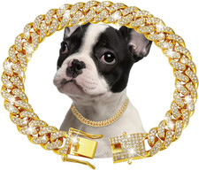 Dog Chain Collar Luxury Gold Pet Metal Chain Collar for Small Medium Large Dogs