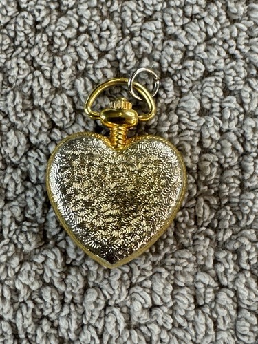 LA Express Heart Shaped Pendant Watch Gold Tone Case White Dial New Battery - Picture 3 of 3