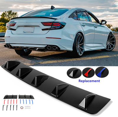 For Honda Accord 2012-2017 Glossy Rear Lip Bumper Diffuser Shark 5-Fin Spoiler