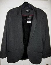 NEW TOPSHOP OPEN FRONT BLAZER SZ 8 GRAY LINED LONG SLEEVES POCKETS CUFFS NWT $70