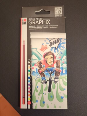 MARABU ART - GRAPHIX AQUA PENCIL- FUNKY MONKEY-12 PIECES- BRAND NEW UNOPENED 