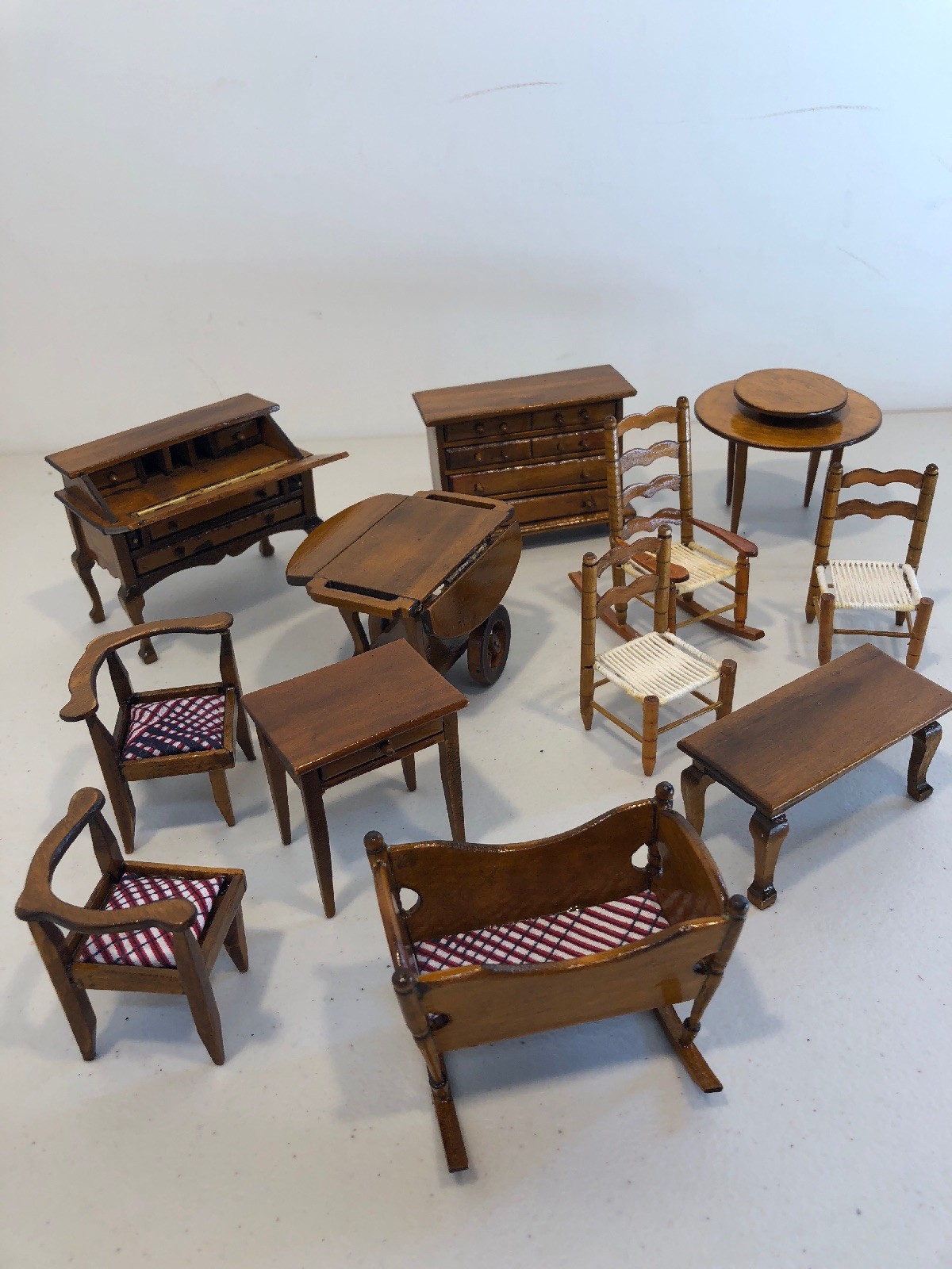 Furniture Dollhouse Wooden New Lot Chair Table Crib Dresser