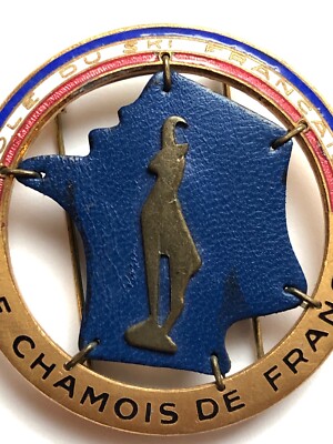Insigne Ecole Du Ski Français - Chamois De France, Bronze, Métal Et Cuir