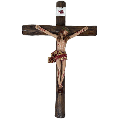 Jesus en la Cruz 15 Inch Wooden Crucifix Finely Detailed Crucifijo