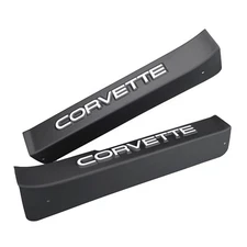 DEFECTIVE 2pc OEM GM Corvette Black Door Sill Guards  Protectors with Lo G3D