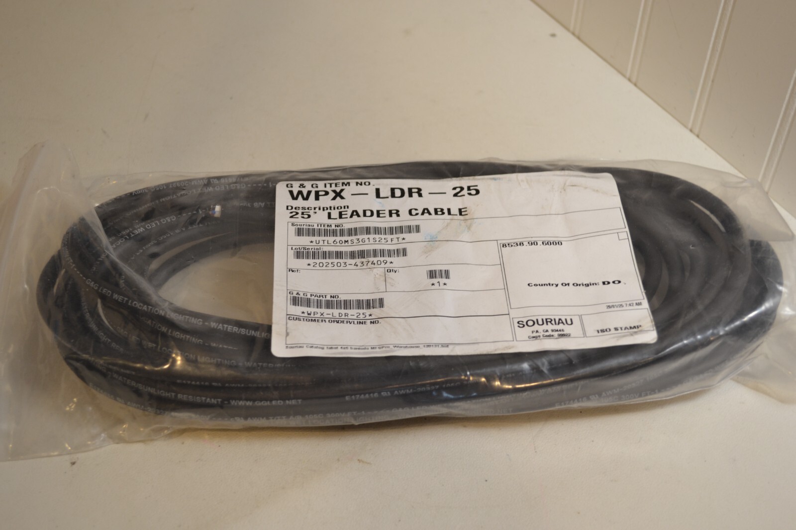 G&G WPX-LDR-25 25 ft. Leader Cable, Black 