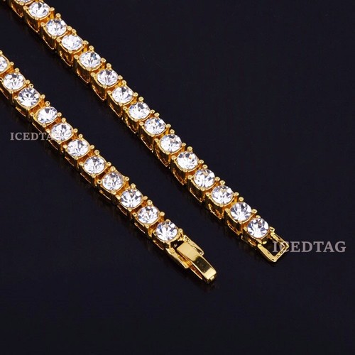 Collar Tenis Helado Chapado en Oro Blanco 14k Circonita Cúbica Inundada Hombres Mujeres Metal - Imagen 8 de 10