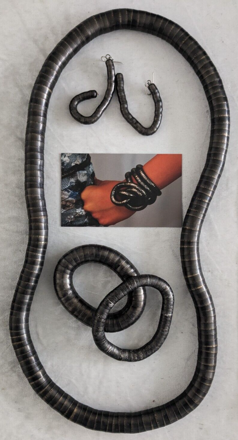 7 Piece set of Bendy Snake Necklaces Earrings and Bracelets Gunmetal