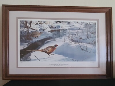 Spring Thaw - Pheasant by Ron Van Gilder in Matted Frame 35 1/2'' by 27''