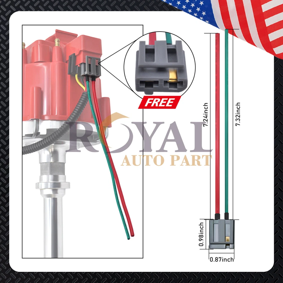 GM08 HEI Distributor &Wire &Pigtail for Chevy 350 454 SBC BBC w/65K Volt 9000RPM - Image 4 of 4