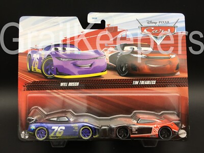 Disney Pixar Cars Will Rusch & Tim Treadless 2 Pack Next Gen Piston Cup Racers