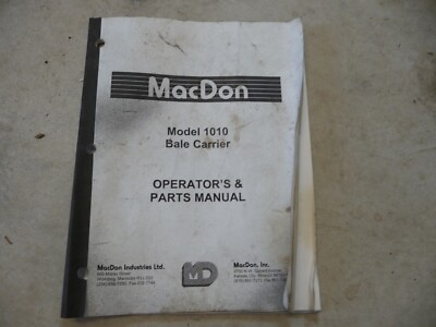 MacDon Model 1010 BALE CARRIER OPERATOR PARTS MANUAL BOOK 46911