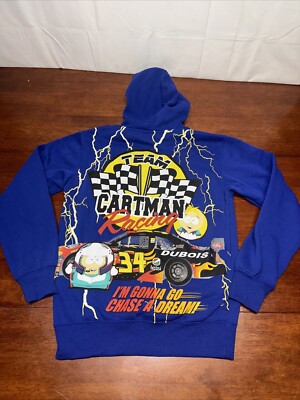 South Park Cartman Racing Pullover Graphic Hoodie Double Sided Men Small 