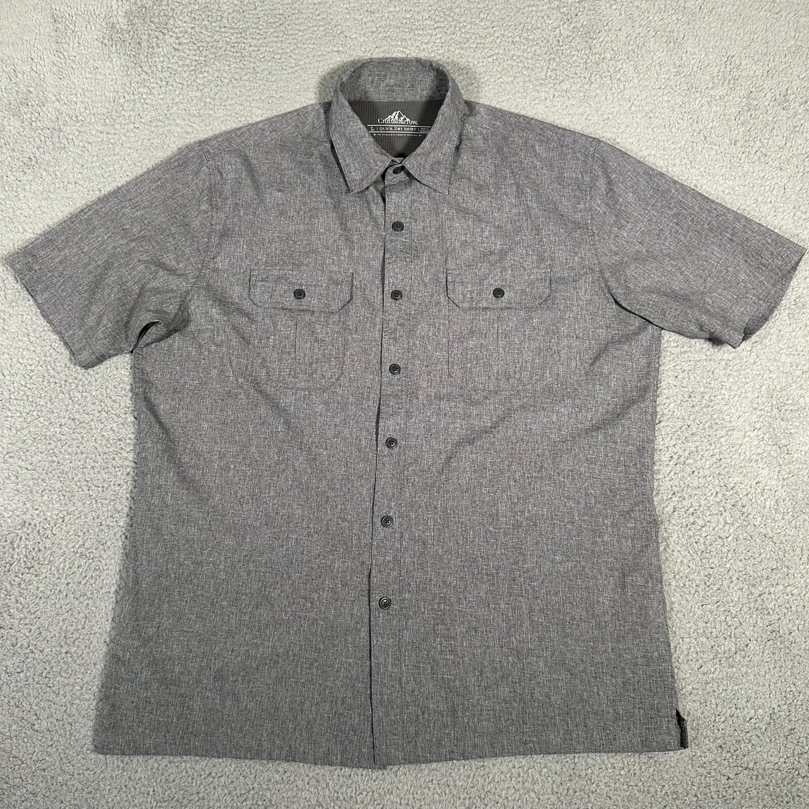 Croft & Barrow Shirt Mens Size Large Gray Quick Dry Button Up Outdoor Fishing