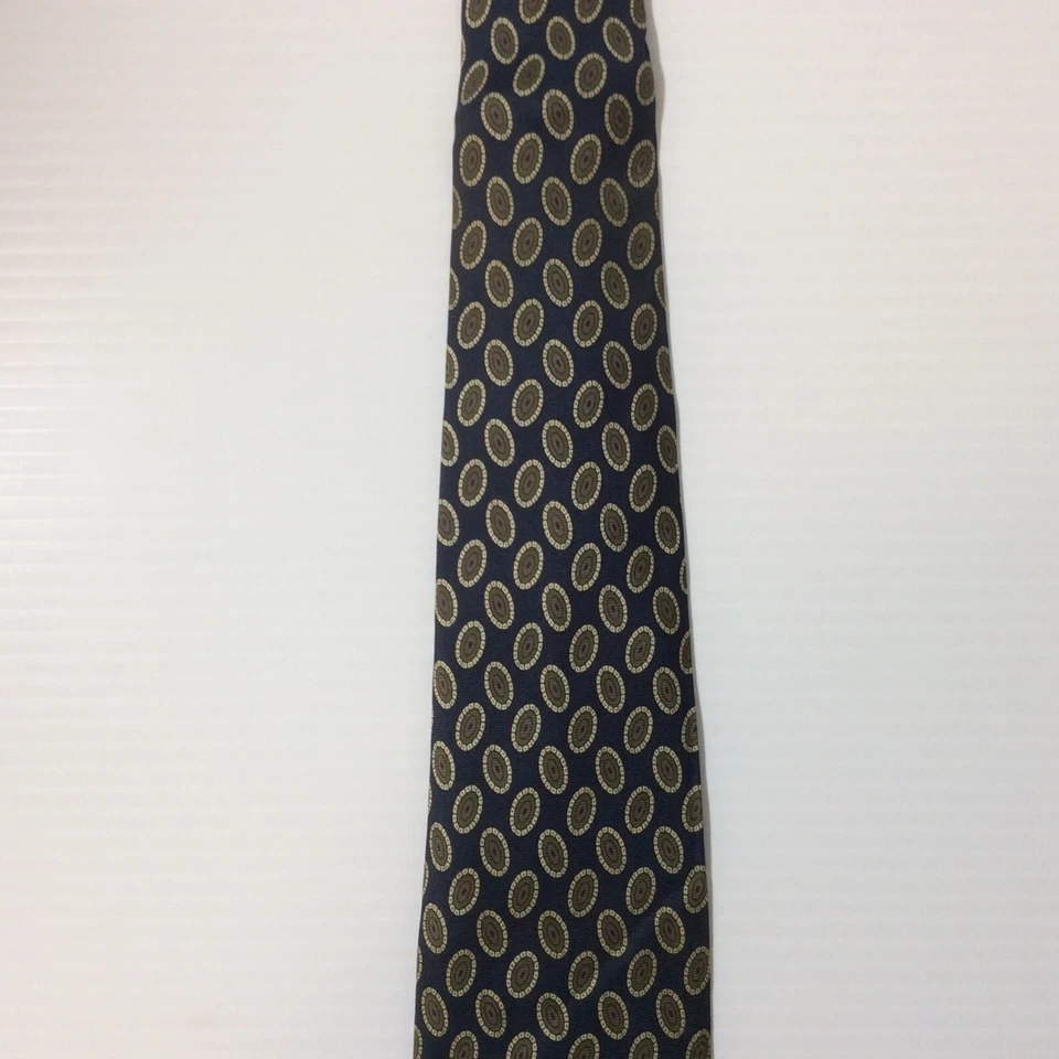 Hanover Square Mens Tie Silk Italy Black Olive Cream 3.75 - Image 3 of 4
