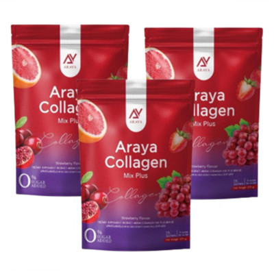 3x ARAYA Collagen Mix Plus Collagen Reduce Dark Spot Brightening Skin Strawberry