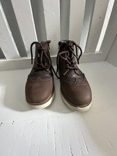 Target CAT & Jack Boys Dress Wing Tip Boots Brown Size 1 🥵EUC