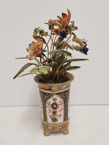 VINTAGE JANE HUTCHESON FLEURS DES SIECLES 5 1/4" IMARI VASE EMAILLE JUWEL BLUMEN - Bild 3 von 13