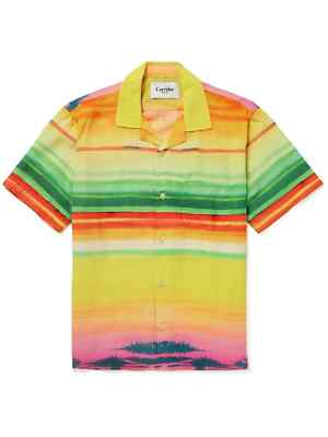 CORRIDOR NYC Men's 100% Todos Convertible-Collar Stripe LYOCELL SHIRT Size M