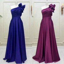 Customized Prom Gown Evening Formal Dress Classic Pleat Flower Aline Oneshoulder