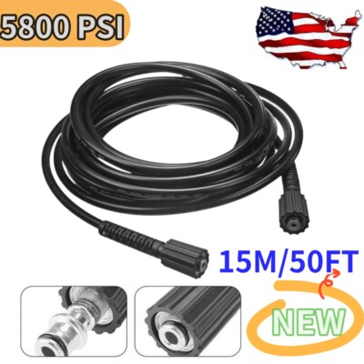 50FT High Pressure Washer Hose 5800PSI M22 14MM Power Washer Extension Hose USA