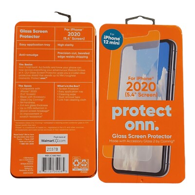 iPhone 12 mini Corning Glass Screen Protector Protect onn. New. 5.4'' Screen 2 Pk