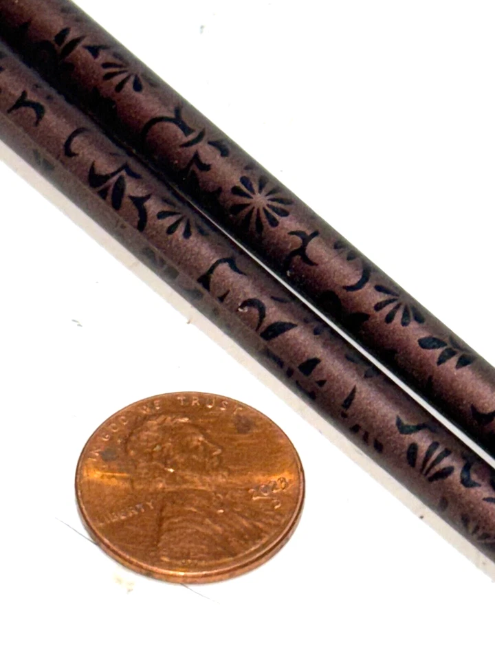 ¡Juego de 2! Palitos de pelo marrón/negro diseño floral 7,25" de largo Foto 2 de 2