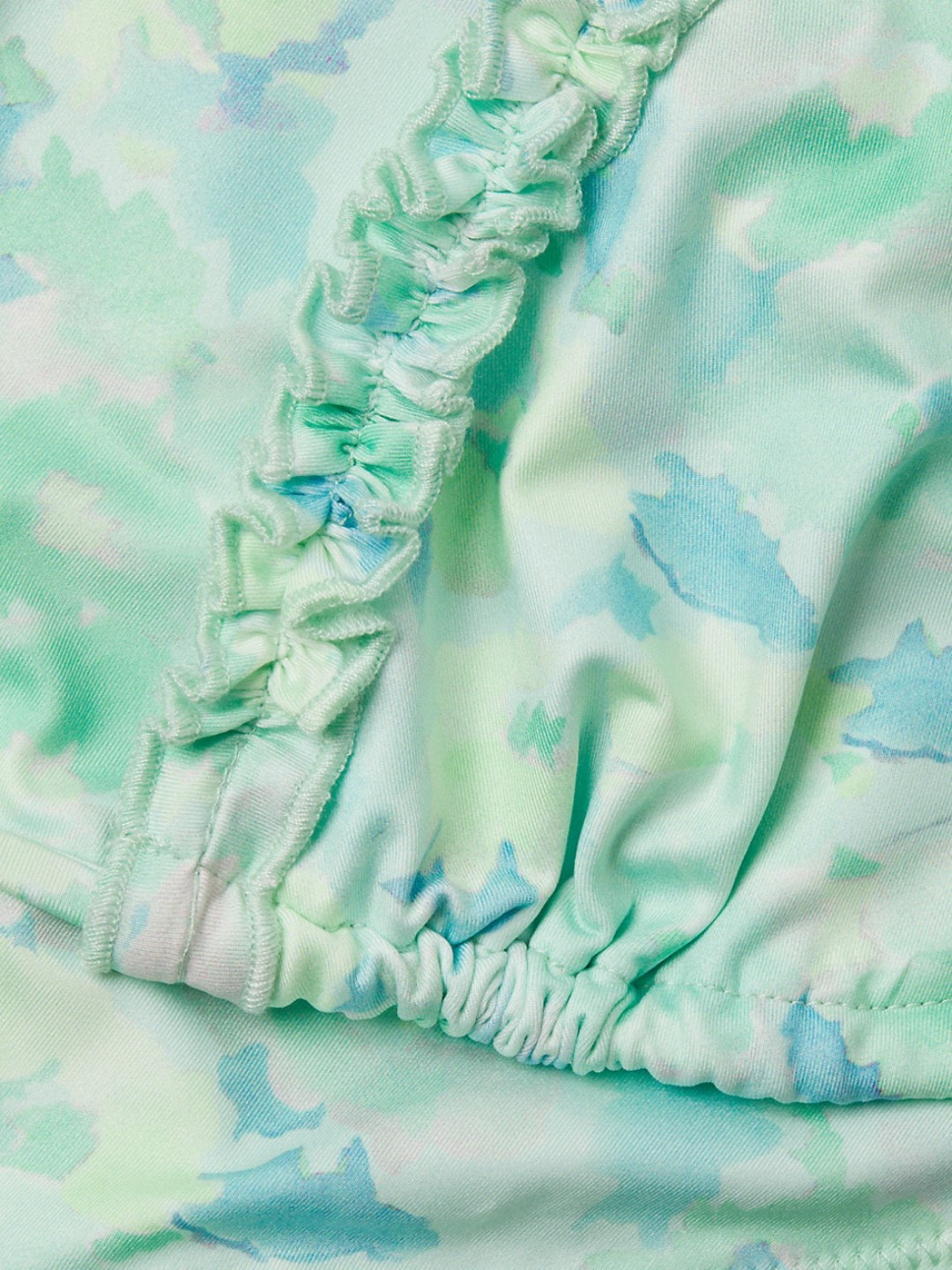 LoveShackFancy Harbor Bikini Set L Crystal Clear Blue Tie Dye Ruffle Halter New image 6