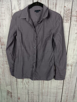 Tommy Hilfiger Shirt Women's X-Small Tall Petite Purple Long