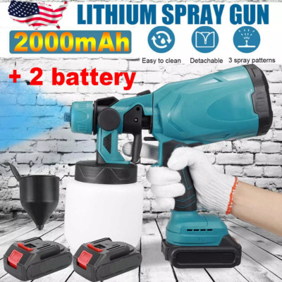 High Pressure Cordless Paint Sprayer Electric Airless HVLP Spray Gun w/2 Battery