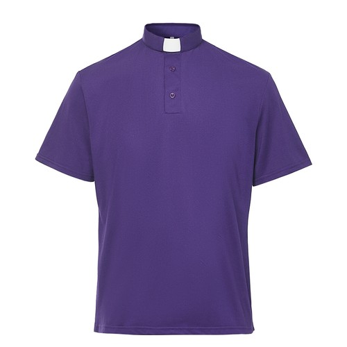 T-Shirt Herren Klerus Poloshirt Priester Vikar Pastor Tops mit Kleriker Tab Kragen - Bild 21 von 38
